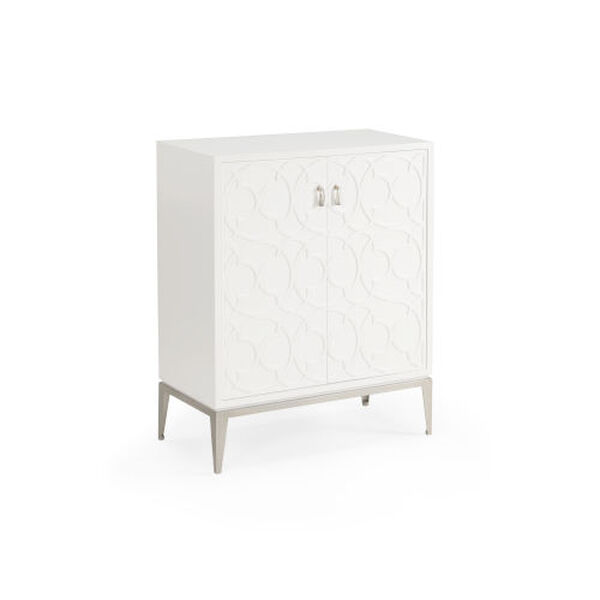 White 27-Inch Quatrefoil Cabinet, image 1