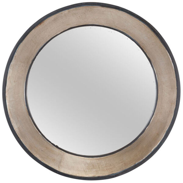 Ovallas Champagne Round Wood Frame Wall Mirror, image 2