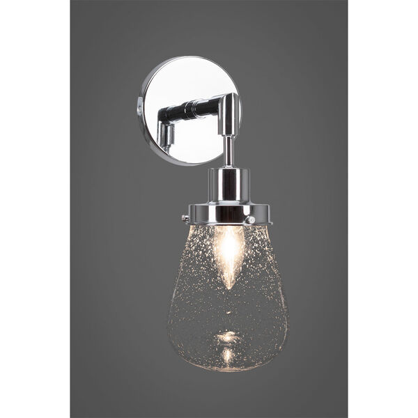 Meridian Chrome One-Light Wall Sconce with Clear Bubble Glass, image 2