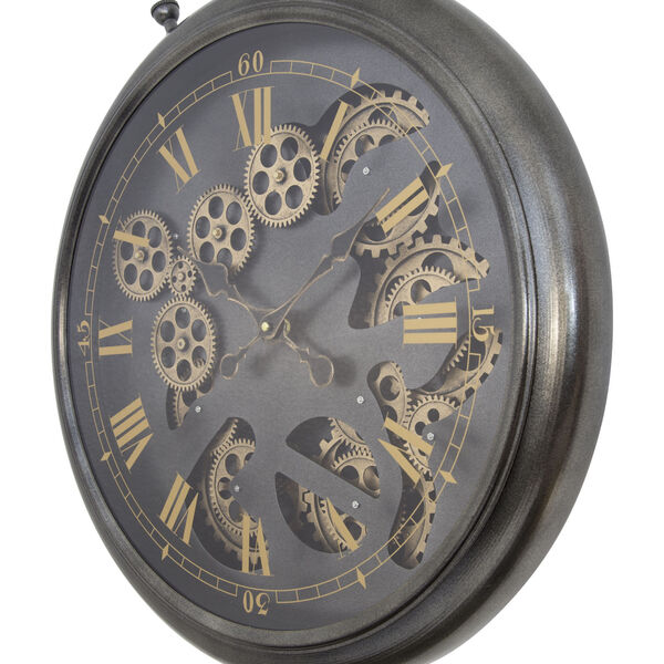 Black and Gold 23-Inch Gear Clock, image 2
