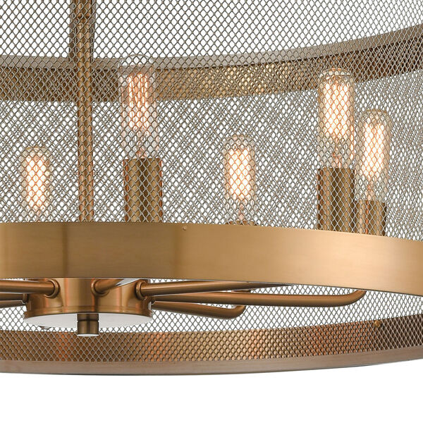 Line in the Sand Satin Brass and Antique Silver Eight-Light Chandelier, image 4
