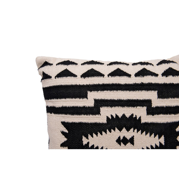 Collected Notions Black and Cream Square Kilim Cotton Pillow, image 3