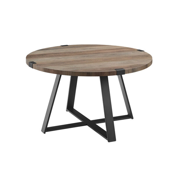Grey Wash and Black Round Coffee Table, image 1