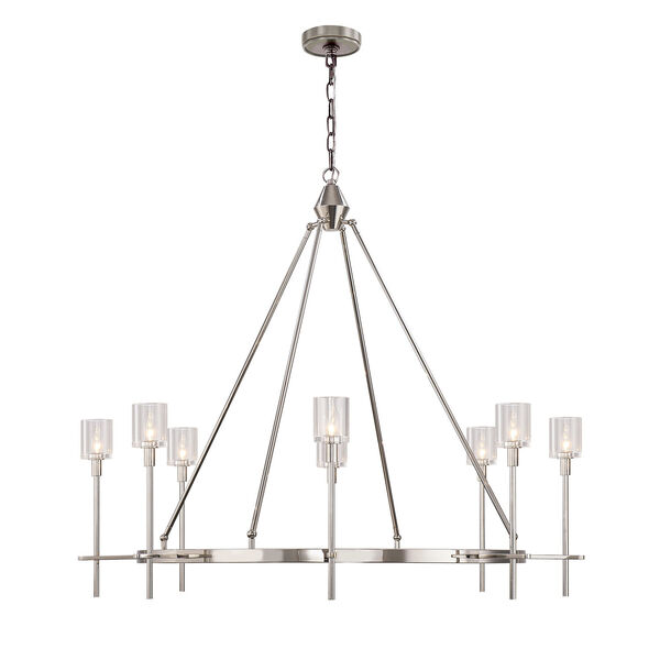 Salita Polished Nickel Eight-Light Chandelier with Clear Crystal, image 1
