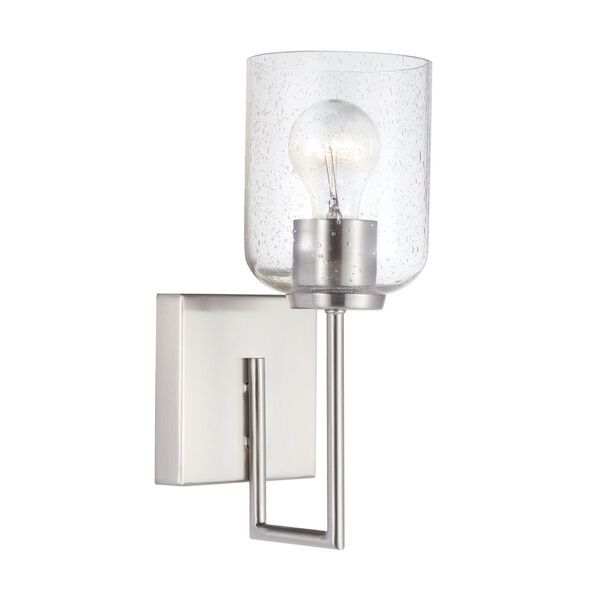 HomePlace Carter Brushed Nickel Sconce with Clear Seeded Glass, image 1