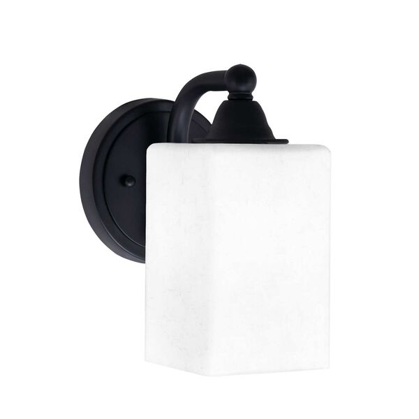 Paramount Matte Black One-Light Wall Sconce with Four-Inch Square White Muslin Glass, image 1