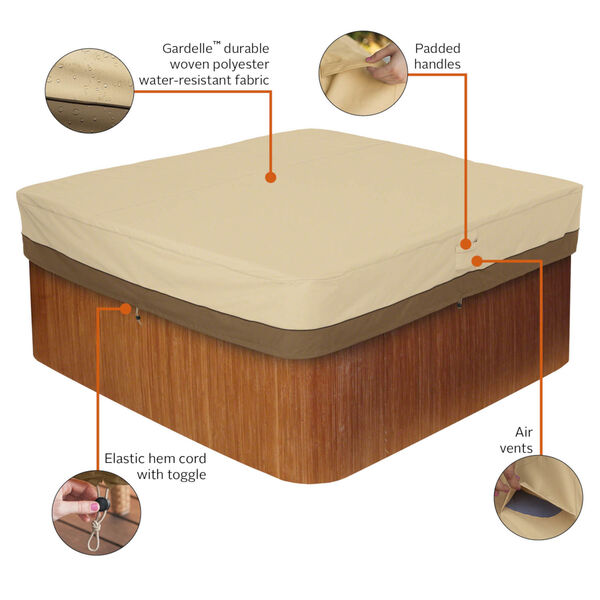 Ash Beige and Brown 86-Inch Square Hot Tub Cover, image 2