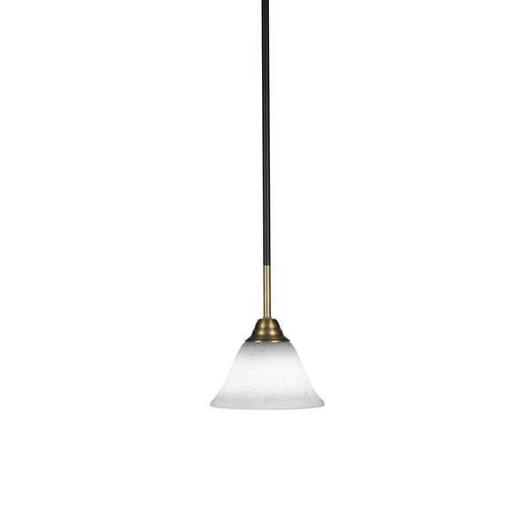 Paramount Matte Black and Brass Nine-Inch One-Light Mini Pendant with White Muslin Shade, image 1