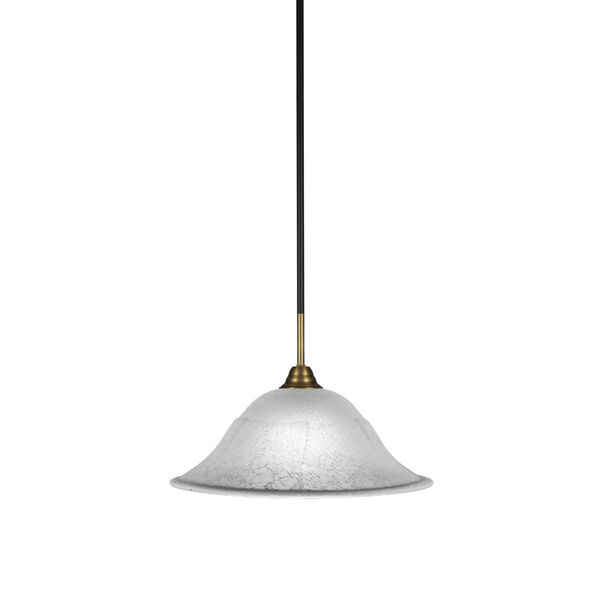 Paramount Matte Black and Brass 16-Inch One-Light Pendant with White Marble Shade, image 1