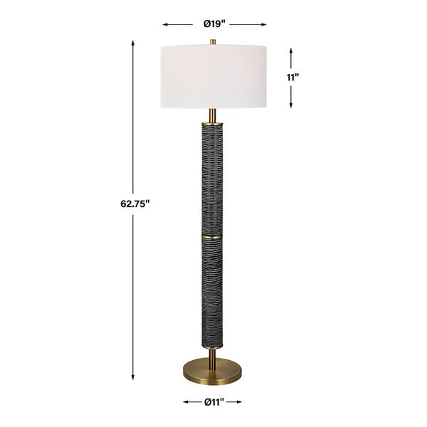 Summit Rustic Gray and Antique Brass One-Light Floor Lamp with White Shade, image 6