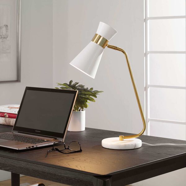 Uptown White and Gold One-Light Desk Lamp, image 2