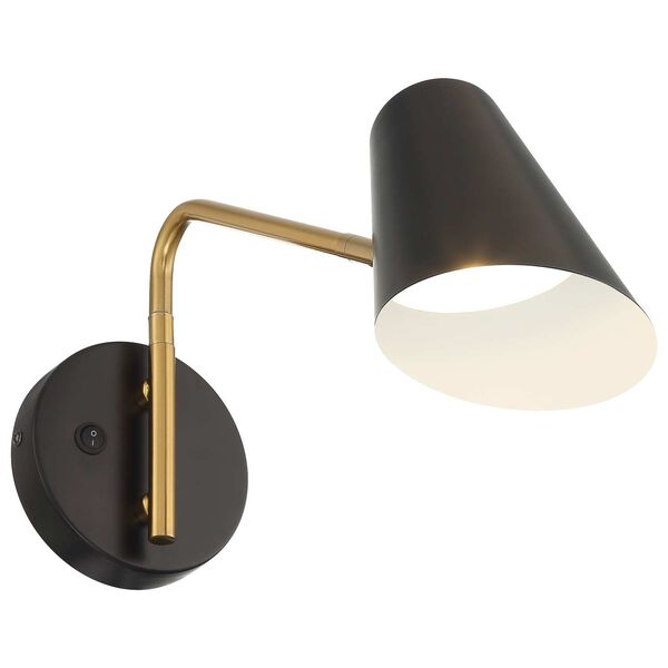 Eames Black Antique Brushed Brass LED Reading Light, image 3