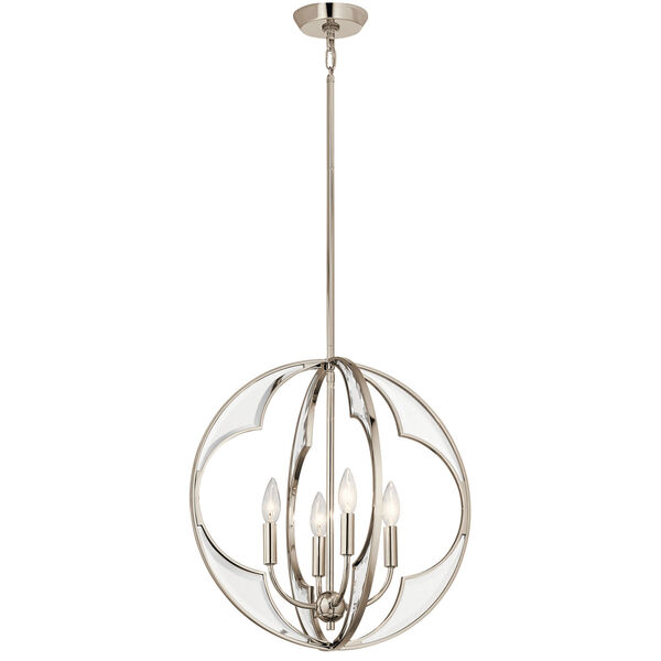 Montavello Polished Nickel 19-Inch Four-Light Chandelier, image 1