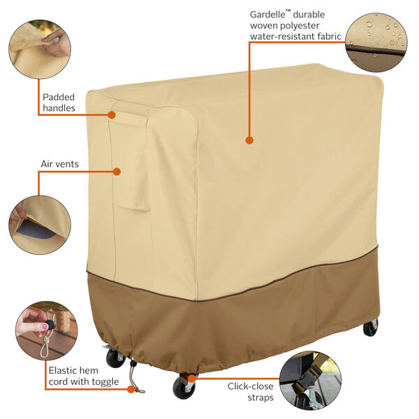 Ash Beige and Brown Patio Rolling Deck Cooler Cover, image 2