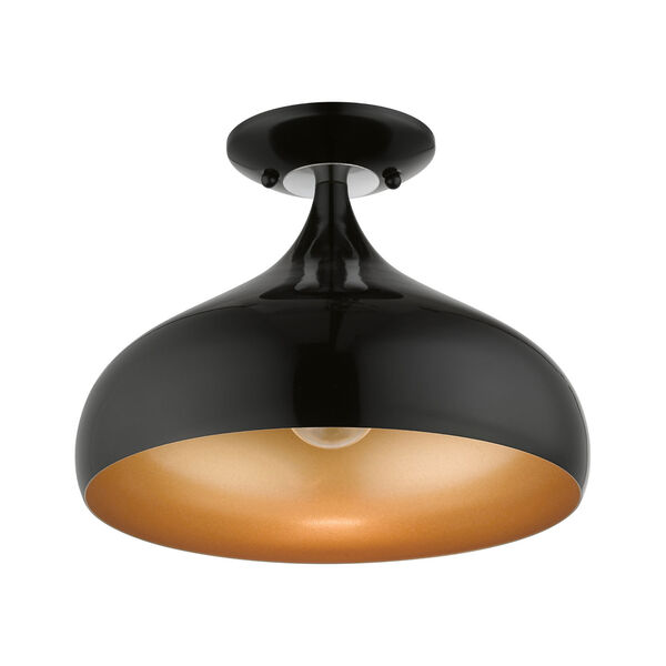 Amador Shiny Black with Polished Chrome Accents One-Light Semi-Flush Mount, image 4