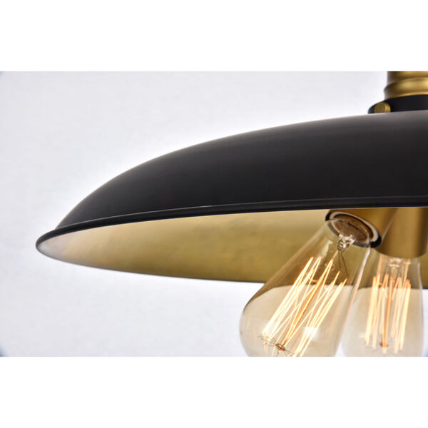 Anders Black and Brass Three-Light Chandelier, image 5