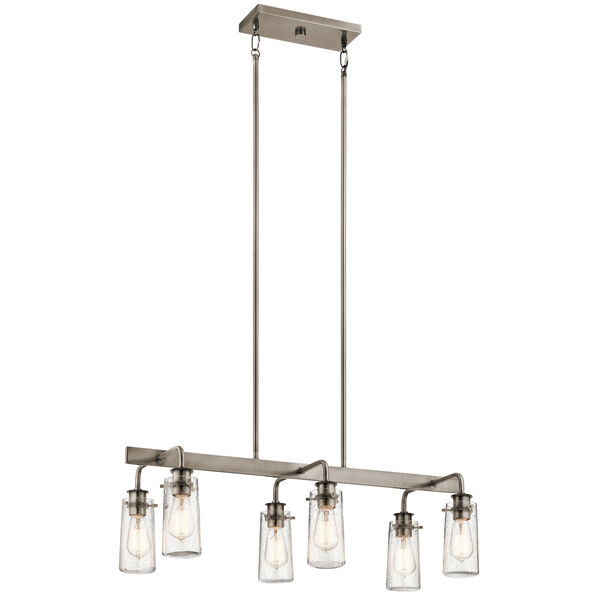 Braelyn Classic Pewter Six-Light Linear Pendant, image 1