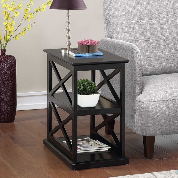 Coventry Black Chairside End Table with Shelves, image 2