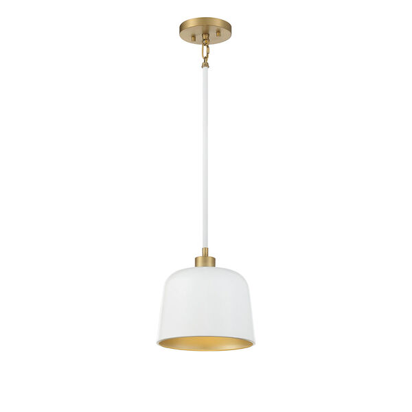 Chelsea White with Natural Brass One-Light Mini Pendant, image 1