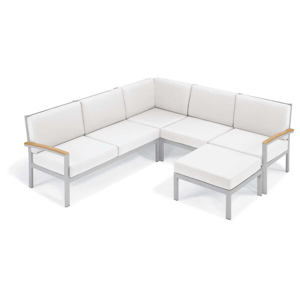 Travira Natural Eggshell White Four-Piece Outdoor Loveseat Chat Set, image 1