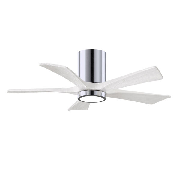 Irene-5HLK Polished Chrome 42-Inch Ceiling Fan with LED Light Kit and Matte White Blades, image 1