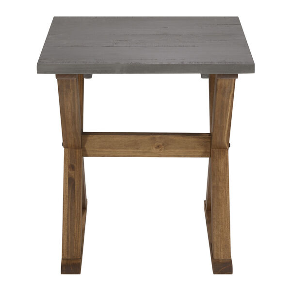 Robin Grey and Brown X Leg Solid Wood Side Table, image 2
