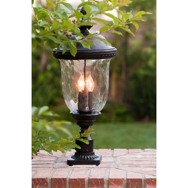 Carriage House Oriental Bronze Three-Light Outdoor Post Light with Water Glass, image 2