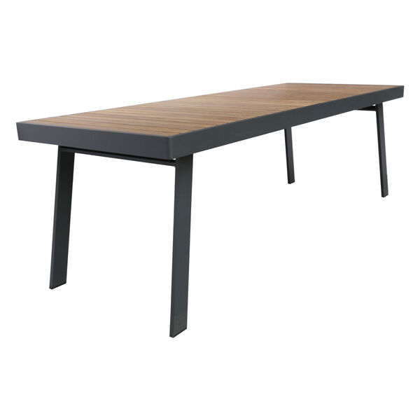 Nofi Charcoal Outdoor Patio Dining Table with Teak Wood Top, image 1