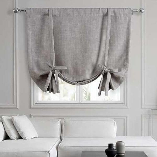 Faux Linen Room Darkening Tie-Up Window Shade Single Panel, image 1