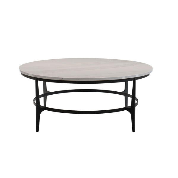 Freestanding Occasional Blackened and Marble Faux Marble and Solid Steel Cocktail Table, image 2