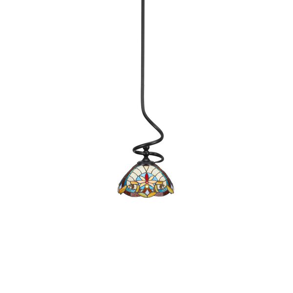 Capri Matte Black One-Light Pendant with Earth Star Art Glass, image 1
