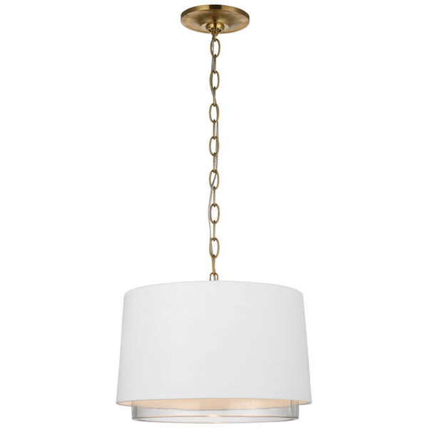 Sydney Small Pendant in Soft Brass with Matte White and Clear Glass by Marie Flanigan, image 1