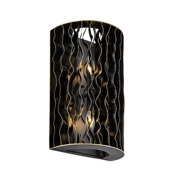 Estela Matte Black French Gold Two-Light Wall Sconce, image 3