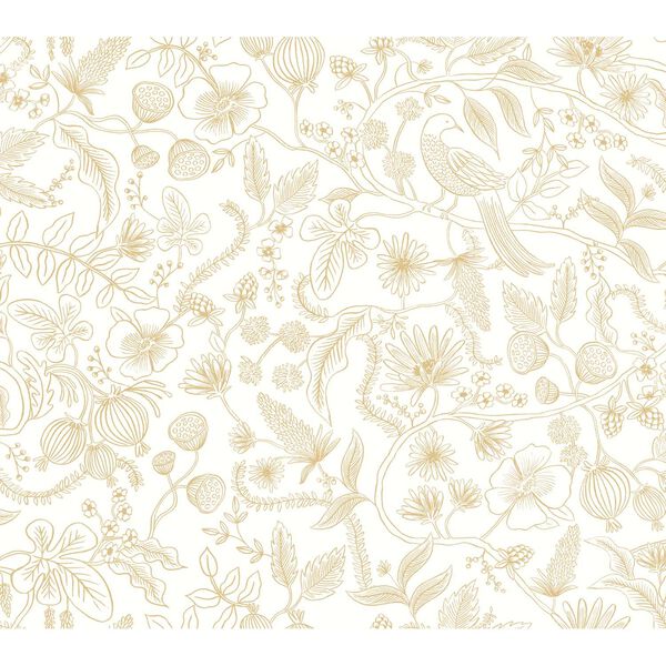 Aviary Off White Gold Peel and Stick Wallpaper, image 2