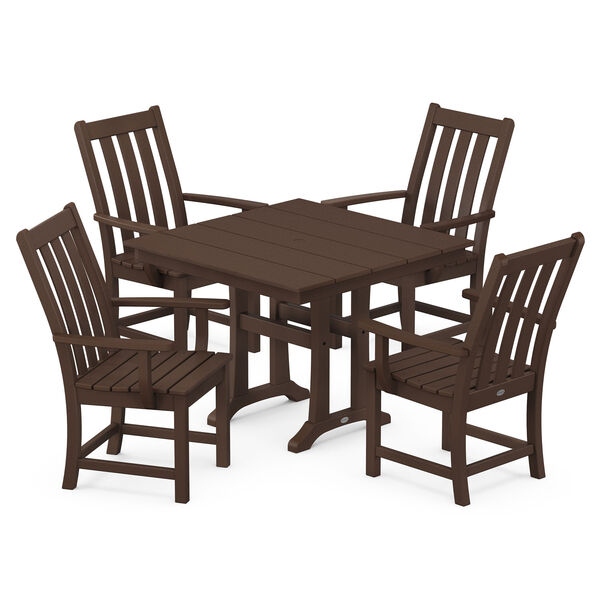 Vineyard Mahogany Trestle Arm Chair Dining Set, 5-Piece, image 1