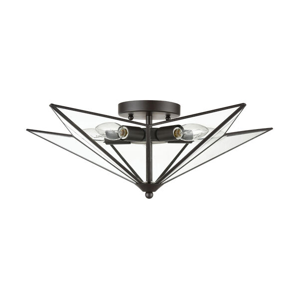 Moravian Star Oil Rubbed Bronze and Clear Five-Light Flush Mount, image 2