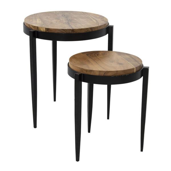 Black 21-Inch Nesting Tables Set of Two, image 2