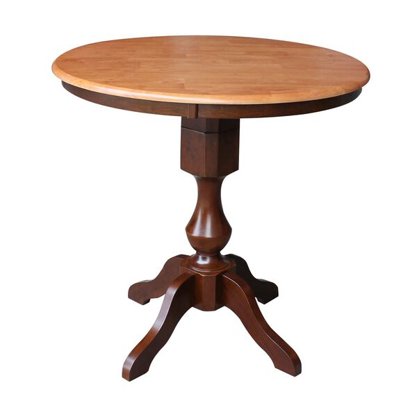Cinnamon and Espresso Round Pedestal Counter Height Table, image 2
