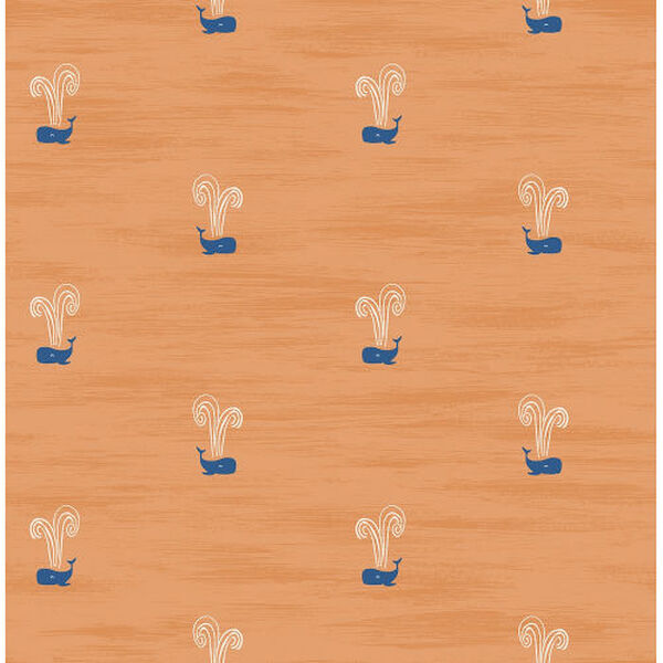 Day Dreamers Orange and Navy Tiny Whales Unpasted Wallpaper, image 1