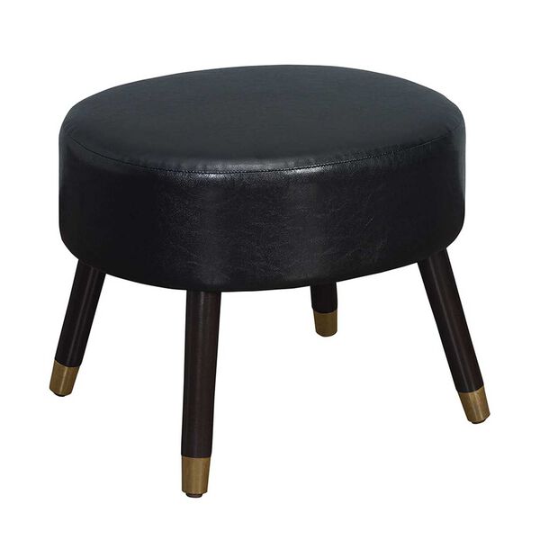 Designs4Comfort Mid Century Black Faux Leather Oval Ottoman Stool, image 1