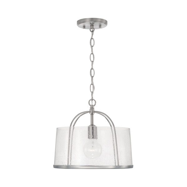 HomePlace Madison Brushed Nickel One-Light Semi-Flush or Pendant with Clear Seeded Glass, image 6