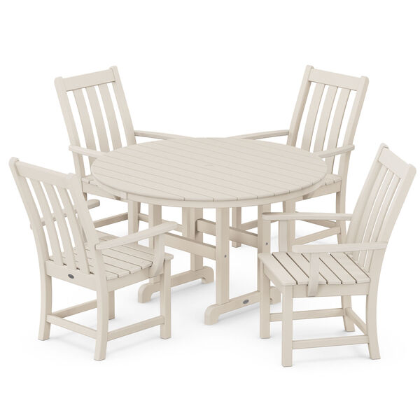 Vineyard Sand Round Arm Chair Dining Set, 5-Piece, image 1