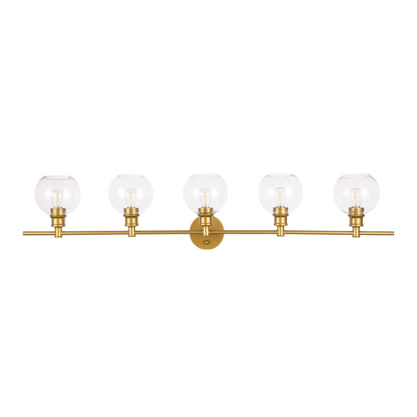 Collier Brass Five-Light Bath Vanity with Clear Glass, image 3