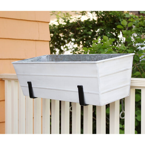 Cape Cod White 24-Inch Flower Box with Clamp-On Bracket, image 3