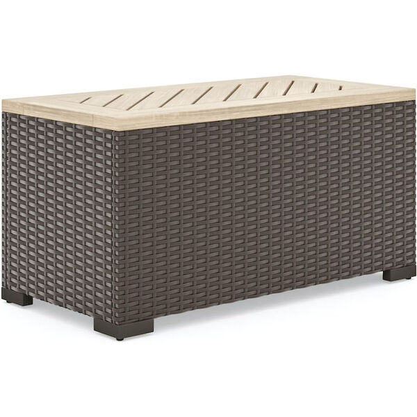 Palm Springs Rattan and Beige Outdoor Storage Table, image 1