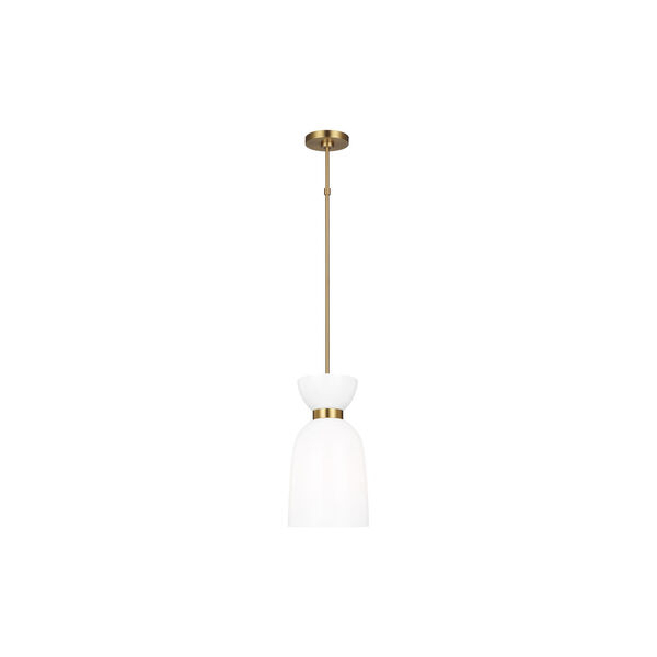 Londyn Burnished Brass One-Light Mini Pendant with Milk White Shade, image 1