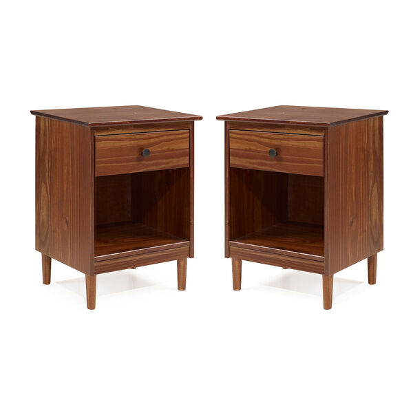 Spencer Walnut Single Drawer Solid Wood Nightstand, Set of Two, image 1