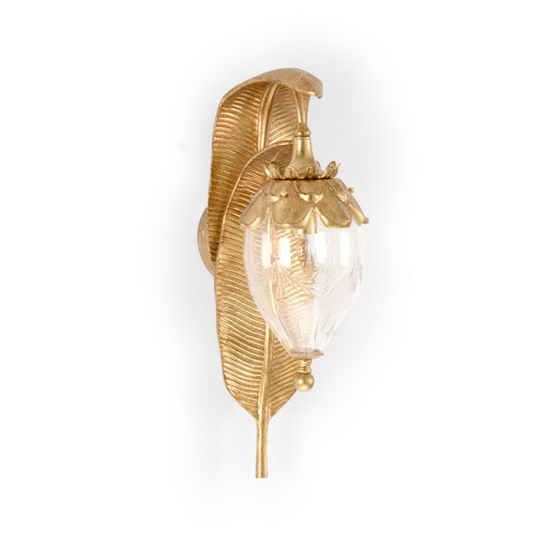 Gold One-Light Leaf Wall Sconce, image 1