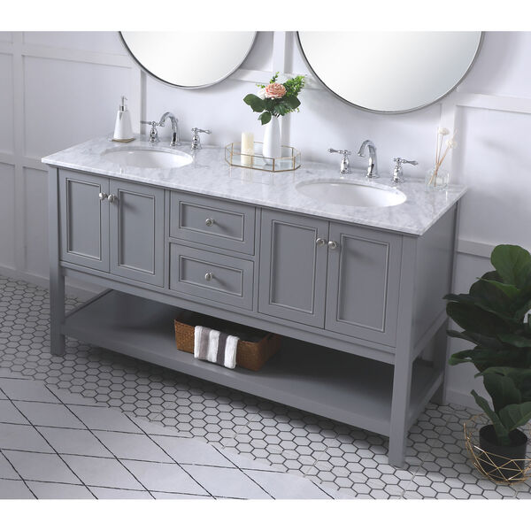 Metropolis Gray 60-Inch Vanity Sink Set, image 4