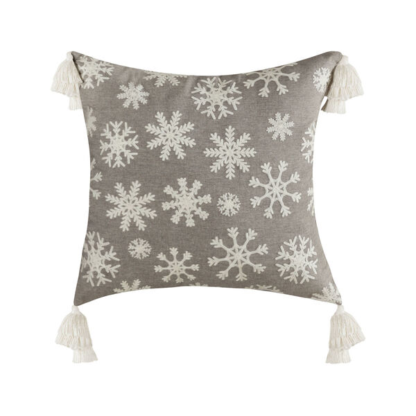 Snowflake Light Grey and White 20-Inch 20 x 20 In. Pillow, image 1